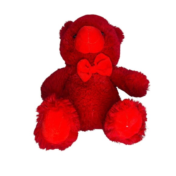 KellyToy Sugar Loaf Red Teddy Bear Plush Solid Red Stuffed Animal - Picture 10 of 11